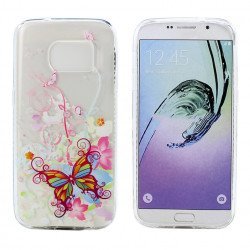 Galaxy S7 Edge Crystal Clear Soft Design Case (Butterfly Flower)